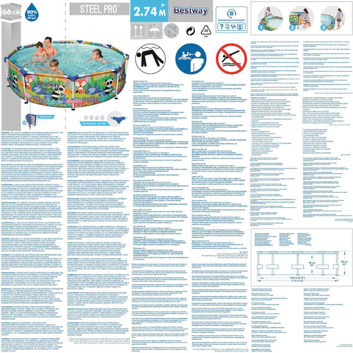 Basen ogrodowy stelażowy 274 x 66 cm 4w1 Bestway 5612F