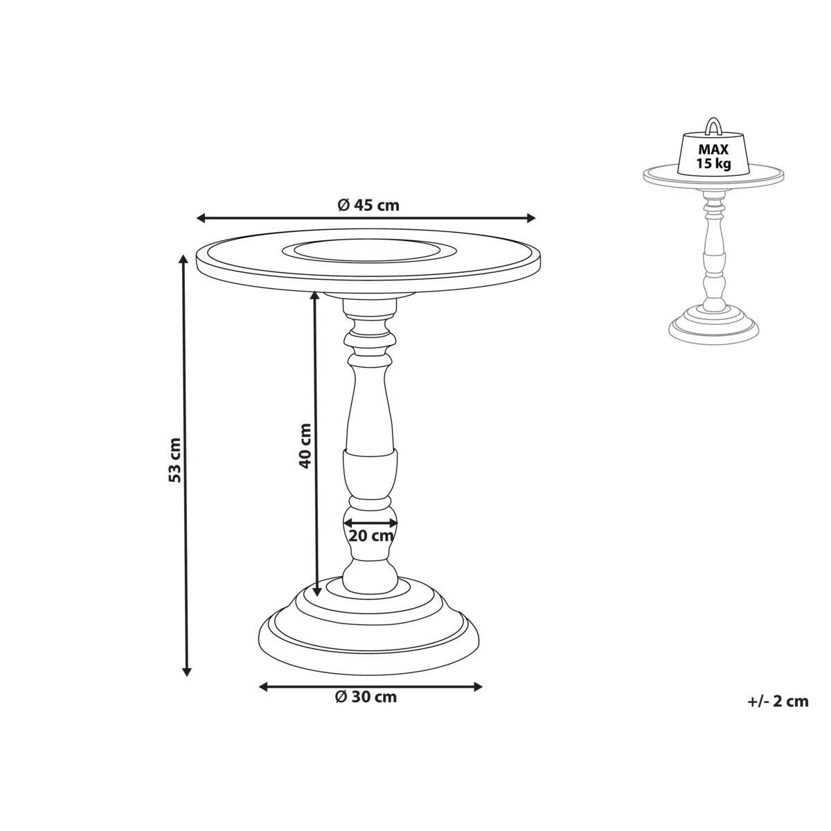 Stolik pomocniczy drewno mango ciemne EULO