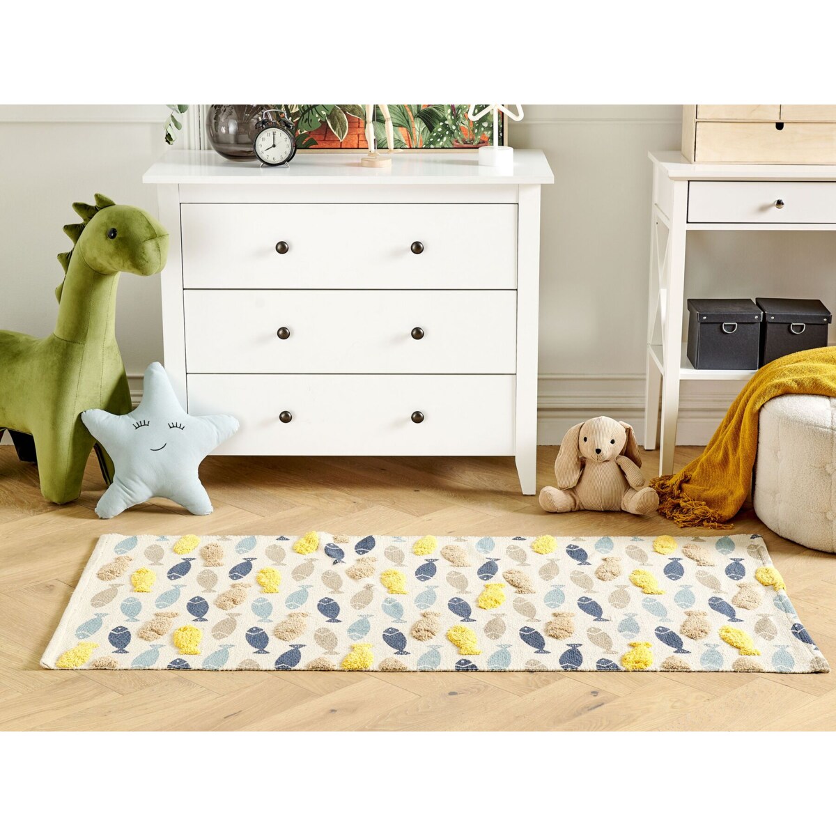 Dywan dziecięcy bawełniany w rybki 80 x 150 cm wielokolorowy IPUH