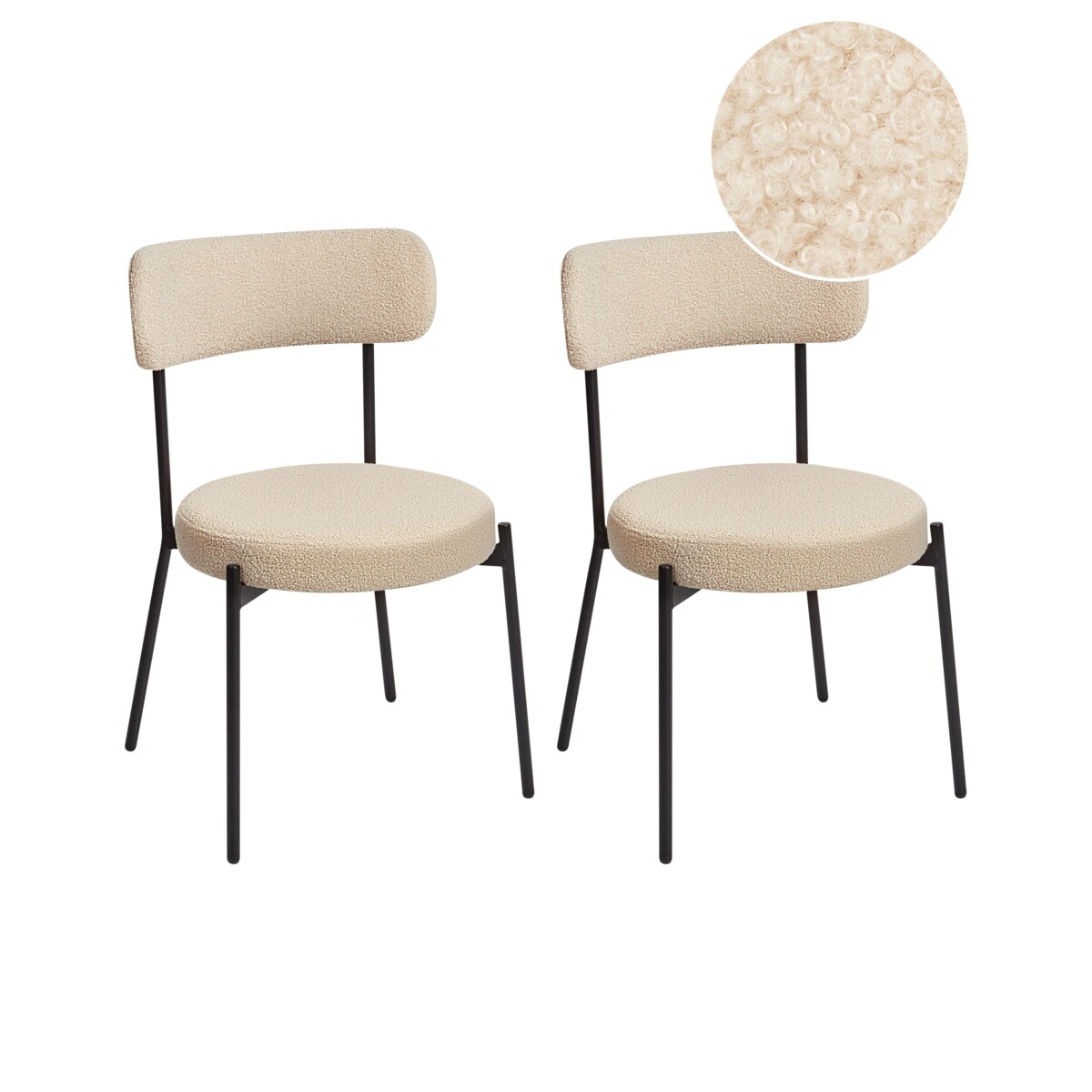 Zestaw 2 krzeseł do jadalni ALLISON Boucle Jasnobeżowy