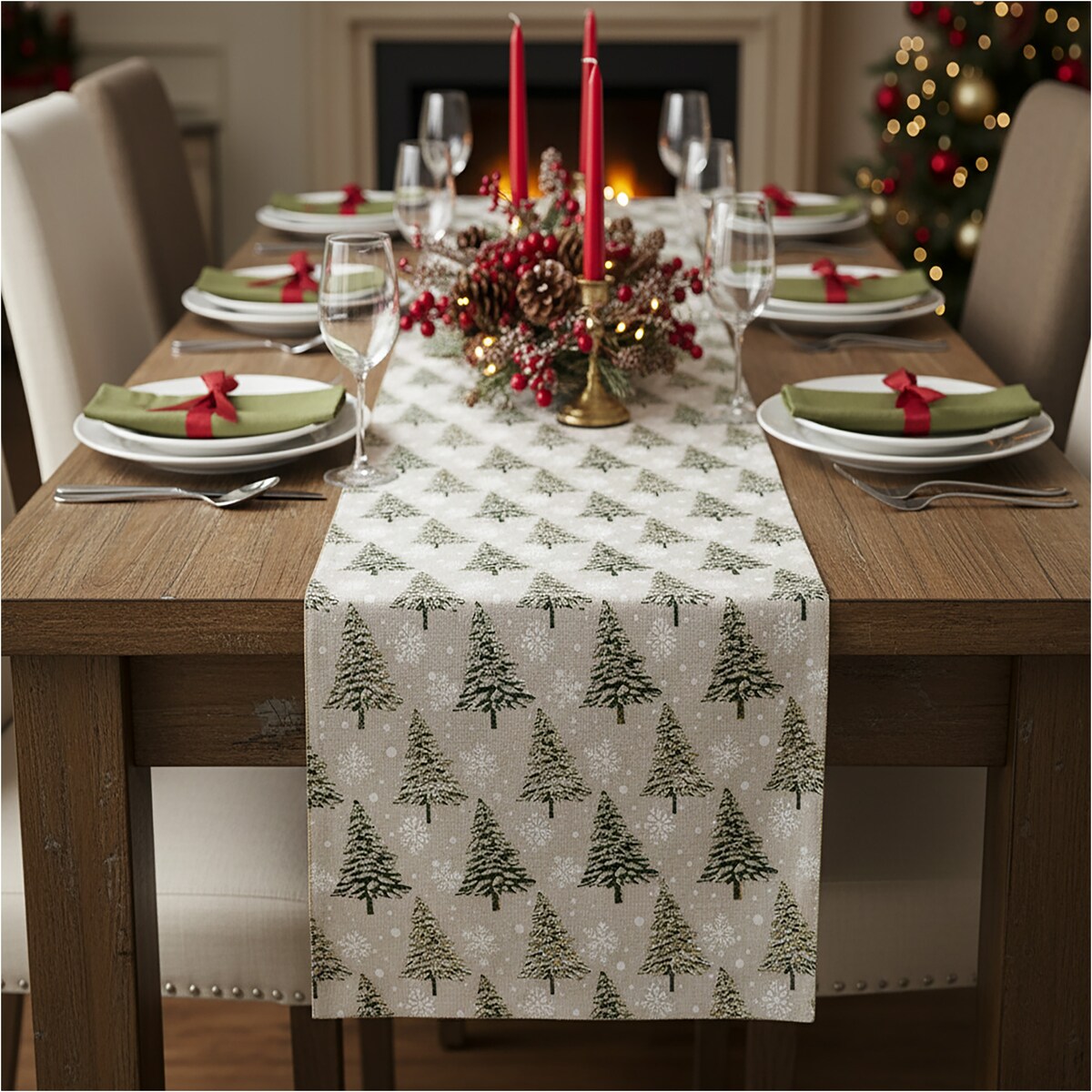 Bieżnik Świąteczny Na Stół 200x28 cm Serwetka Świąteczna Dekoracyjna