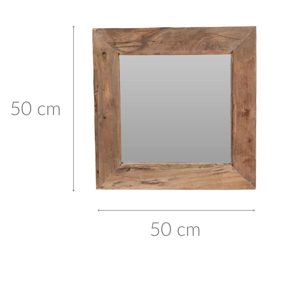 Lustro w ramie z drewna tekowego, 50 x 50 cm