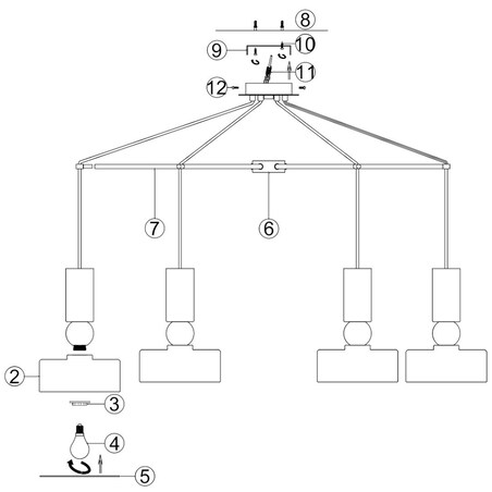 LAMPA wisząca VOID MOD030PL-06GR Maytoni metalowa OPRAWA ZWIS pająk szary