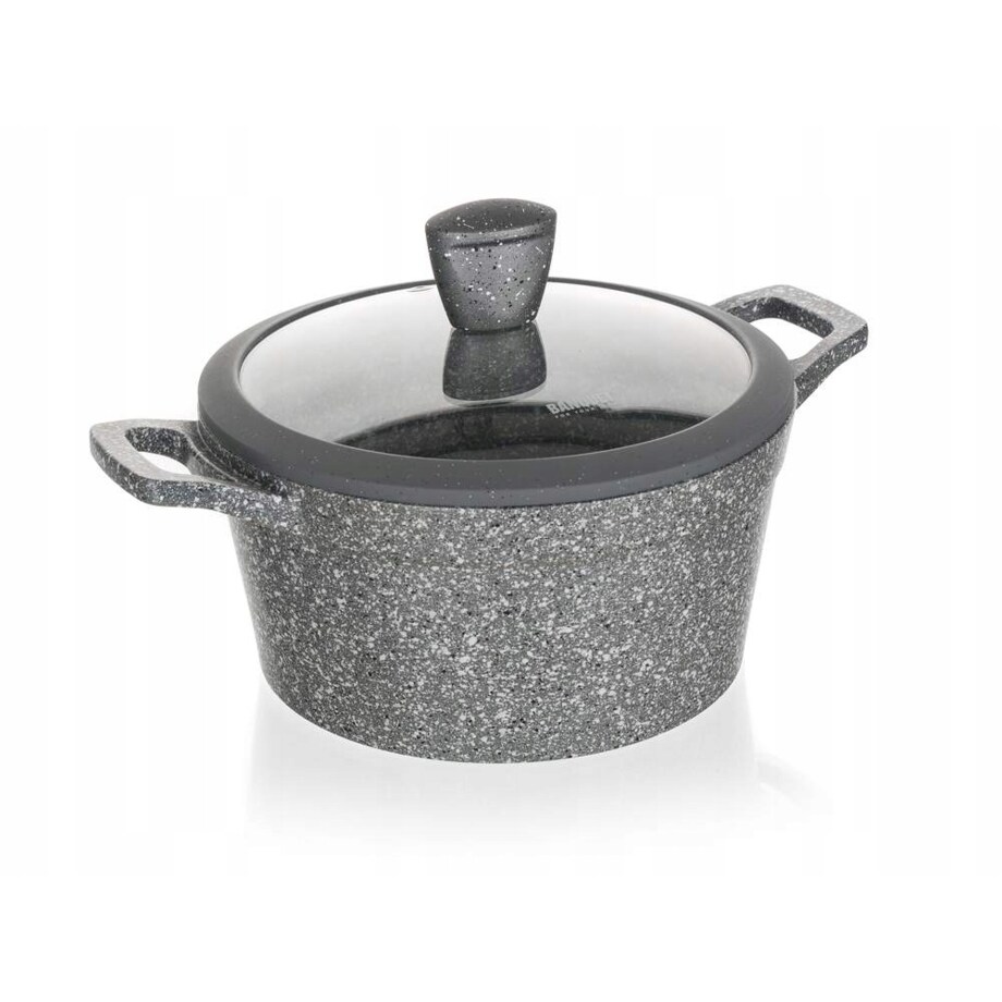 GARNEK GRANITE szary 24 cm do gotowania POKRYWKA 4,3 L jedzenia obiadu box