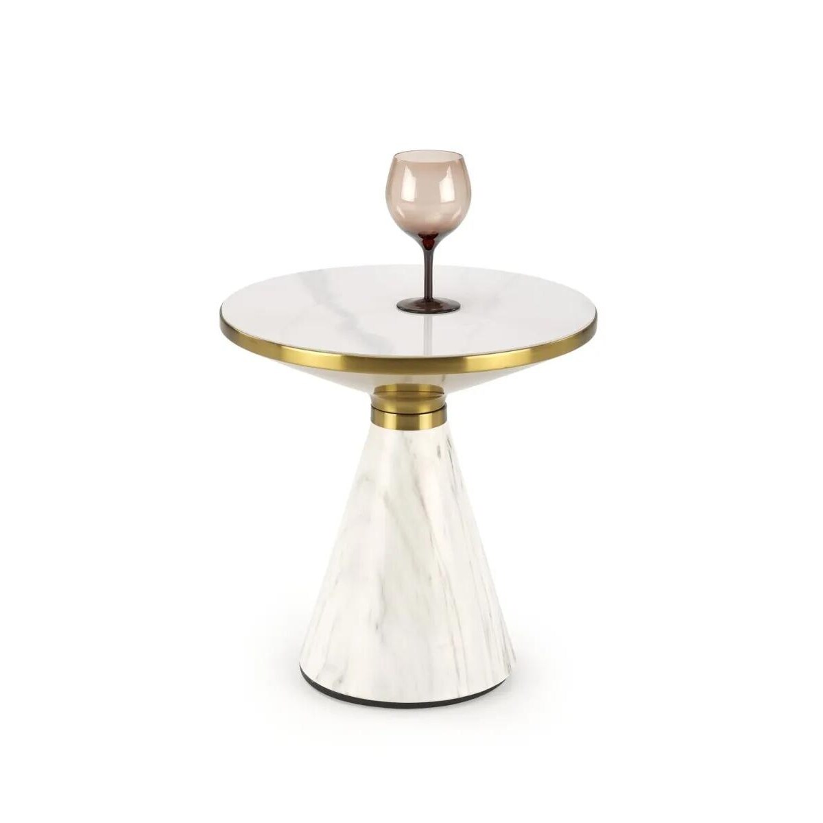 Stolik kawowy TALBI 50x50 biały marmur/złoty
