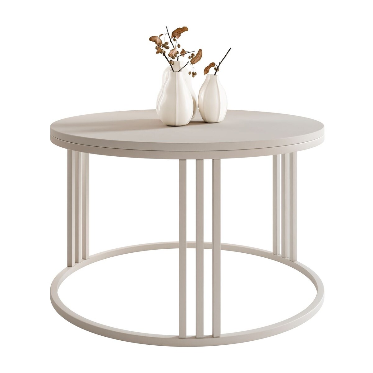 Okrągły stolik kawowy LORI MAT, kaszmirowy stelaż, blat kaszmir mat