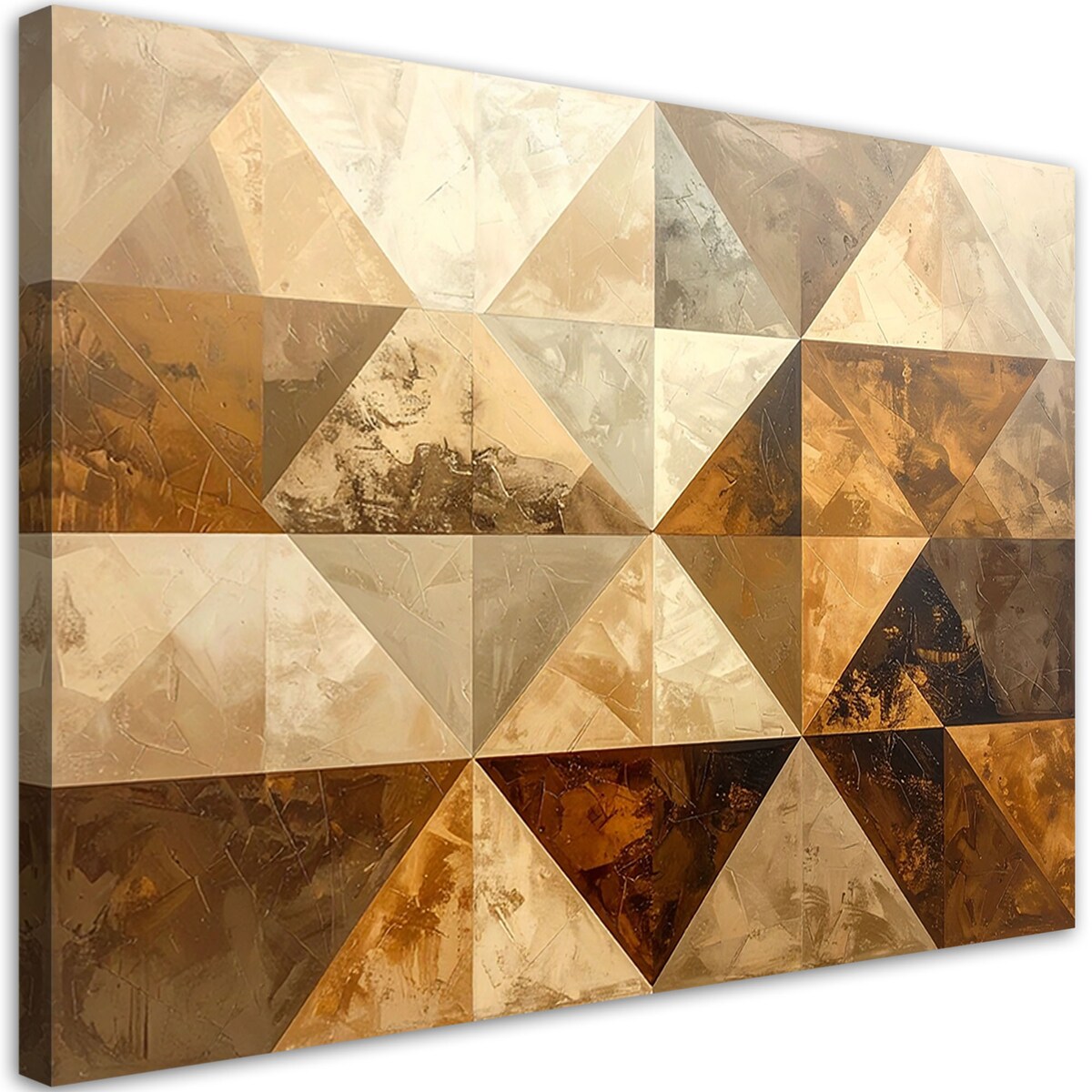 Obraz do salonu sypialni kuchni biura loftu, Trójkąty abstrakcja beżowy brązowy 120x80cm