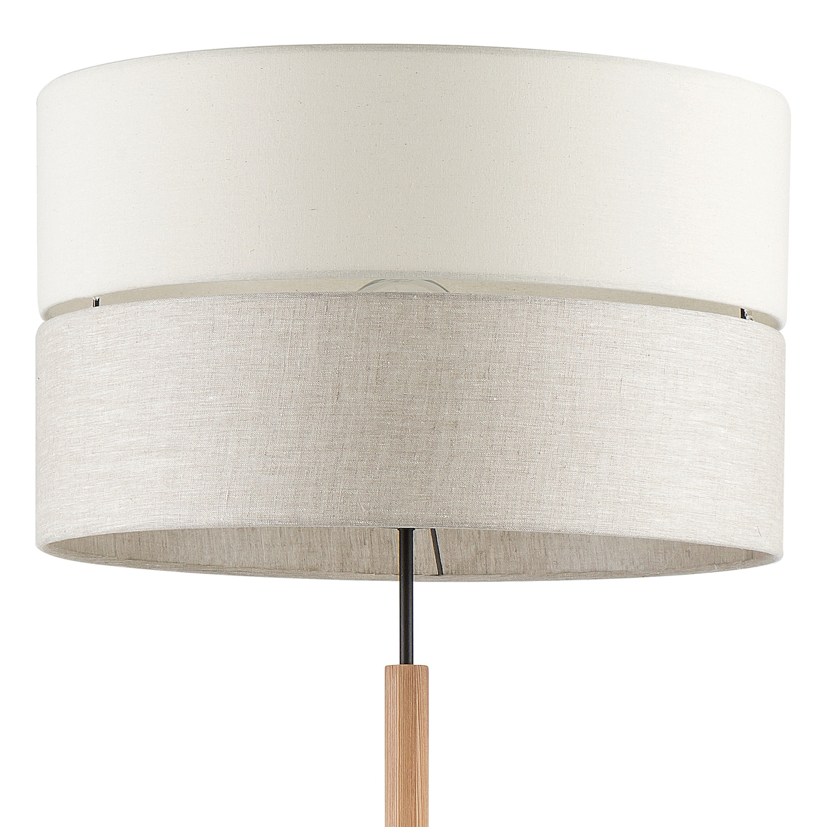 Lampa podłogowa TK Lighting ECO 5597 E27 szaro-beżowy abażur czarna podstawa z drewnem do salonu sypialni