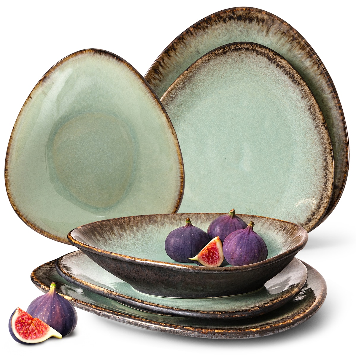 Konsimo PRIMA Zestaw obiadowy 2os. (6 el.), szałwiowy