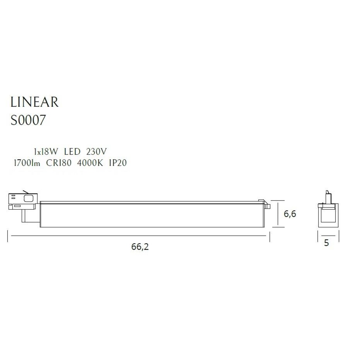 LAMPA sufitowa LINEAR S0007 Maxlight metalowa OPRAWA belka LED 18W 4000K do systemu szynowego 3 - fazowego czarna