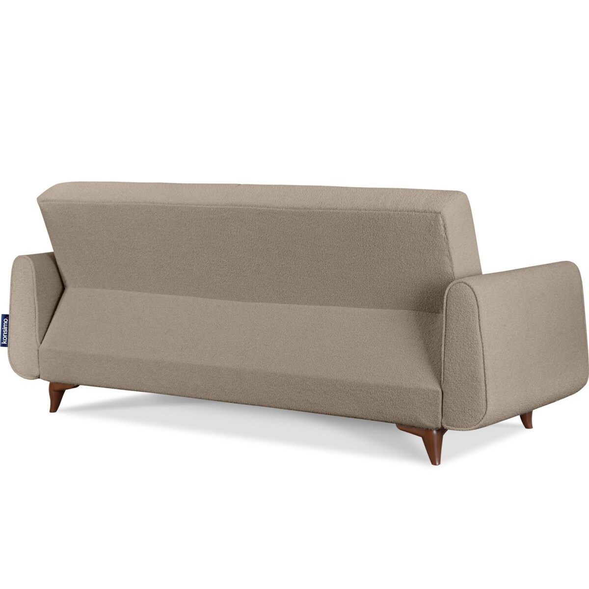 KONSIMO GUSTAVO Sofa trzyosobowa wykonana z ciemnobeżowej tkaniny boucle