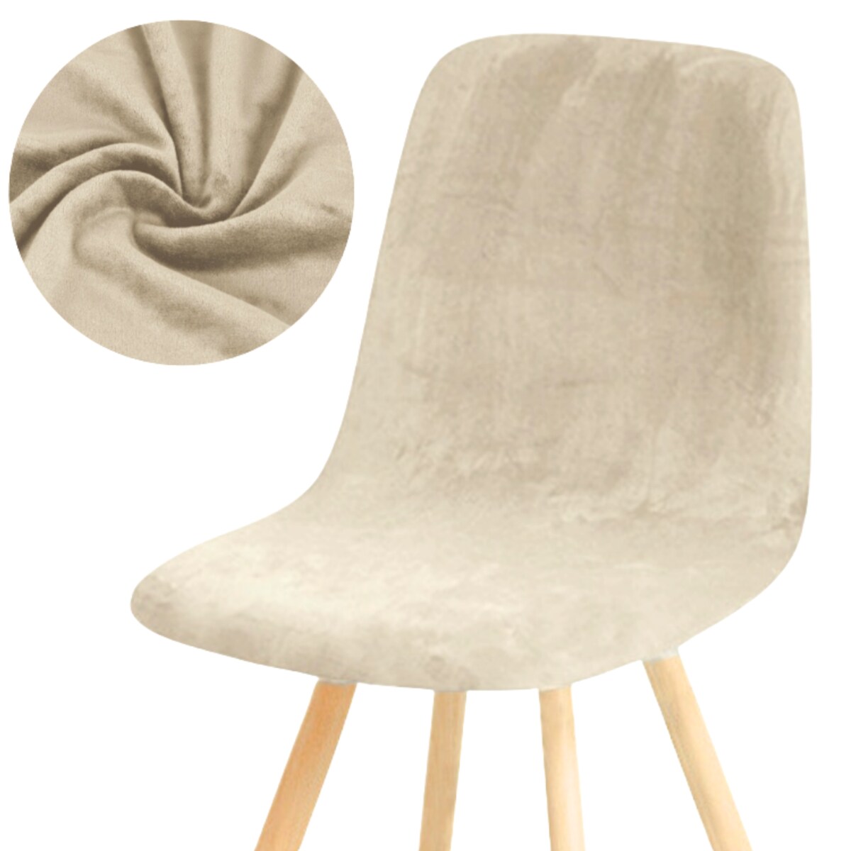 POKROWIEC NA KRZESŁO SKANDYNAWSKIE BEŻ KASZMIROWY WELUR ELASTYCZNY [15W-BKA]