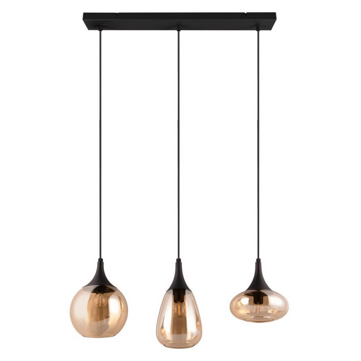 Potrójna lampa nad stół Lumina 317000313 Trio szkło czarna bursztynowa