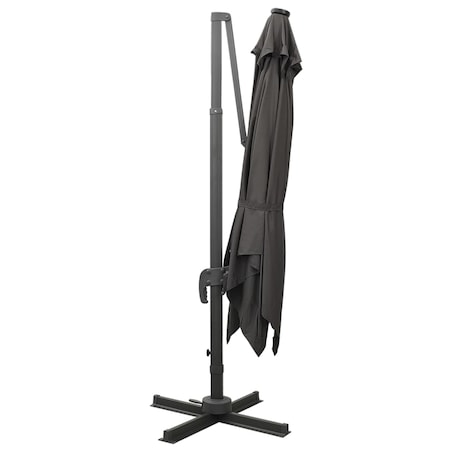 vidaXL Parasol wiszący z lampkami LED i słupkiem, antracytowy, 300 cm