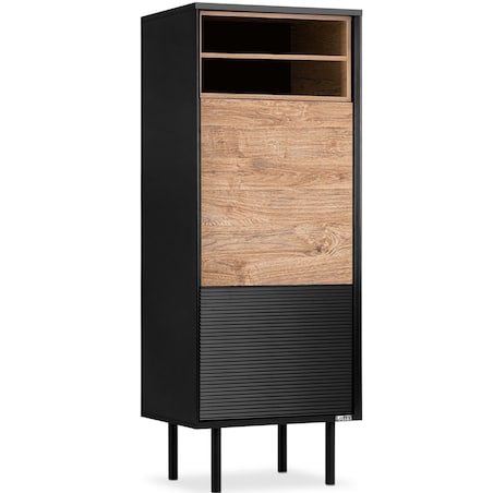 KONSIMO LOFTY Regał z czarnym ryflowaniem