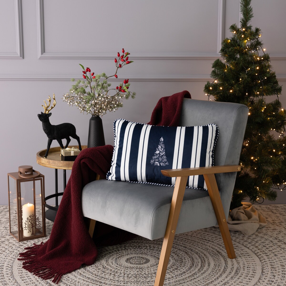 Poszewka na poduszkę Blue & White Noel 60x40 cm boże narodzenie, święta, świąteczne, granatowy, 60x40 cm