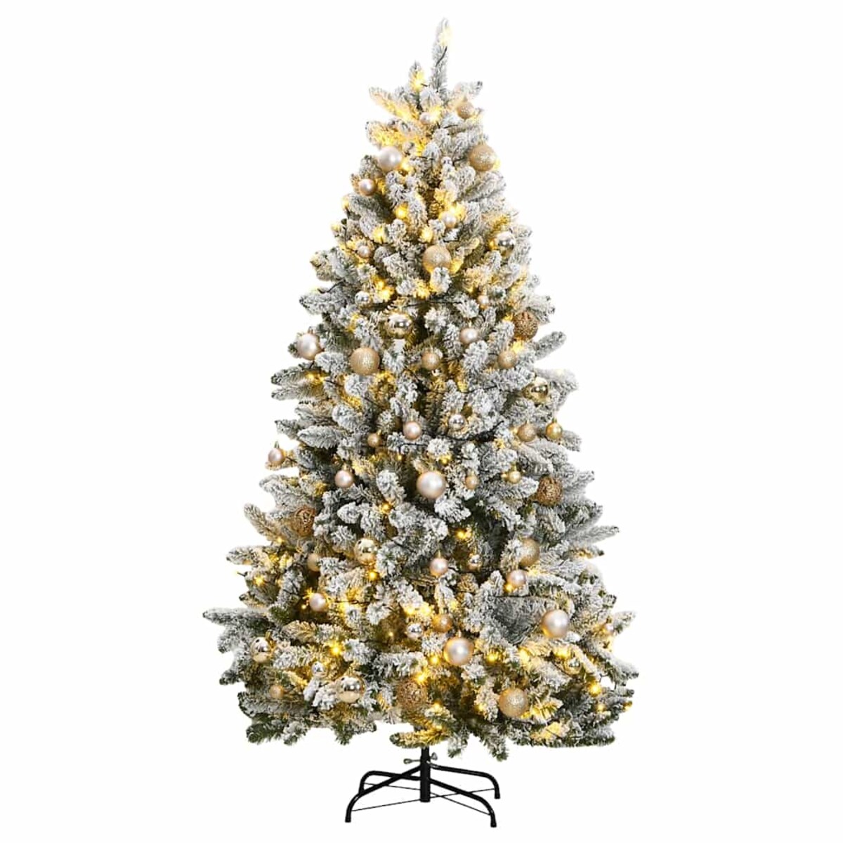 vidaXL Sztuczna choinka na zawiasach, 300 lampek LED i bombki, 300 cm