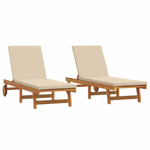 vidaXL Leżak 2 pcs Brązowy 63 x 199 x 85cm Lite drewno akacjowe