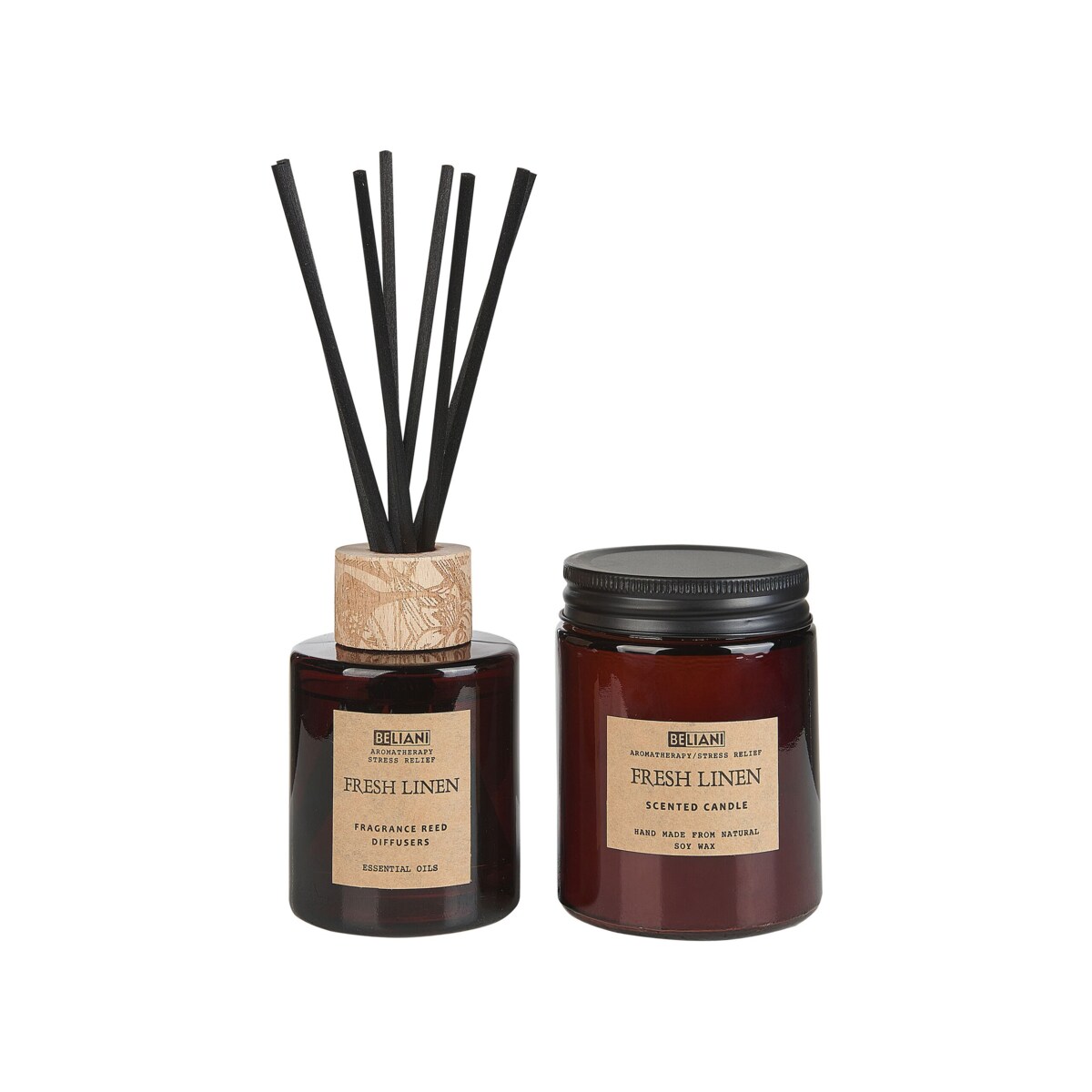 Zestaw zapachowy świeca sojowa i dyfuzor z patyczkami świeże pranie DARK ELEGANCE
