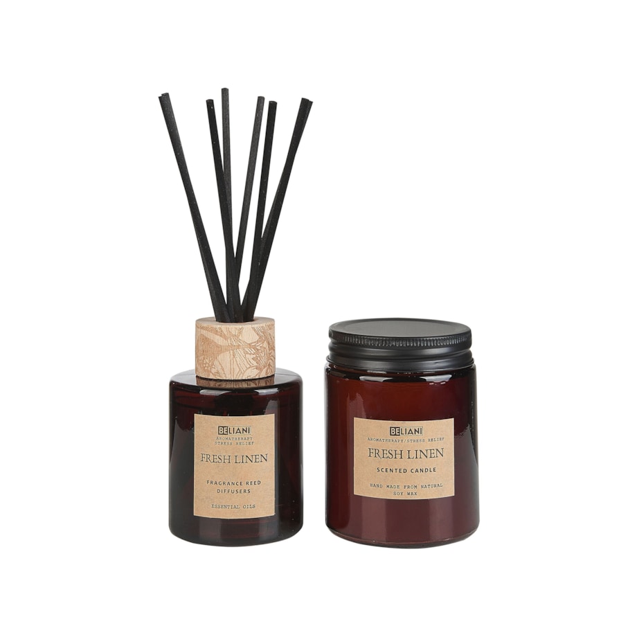 Zestaw zapachowy świeca sojowa i dyfuzor z patyczkami świeże pranie DARK ELEGANCE