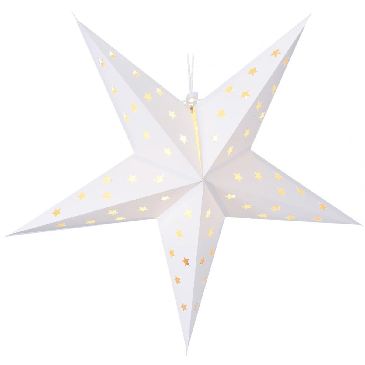 Gwiazda LED z papieru, ozdoba świąteczna, 60 cm, na baterie, kolor biały
