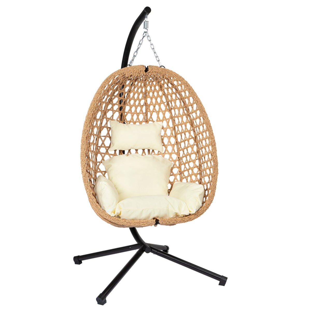 Fotel wiszący styl boho kokon ogrodowy składany poduszki FUNFIT GARDEN