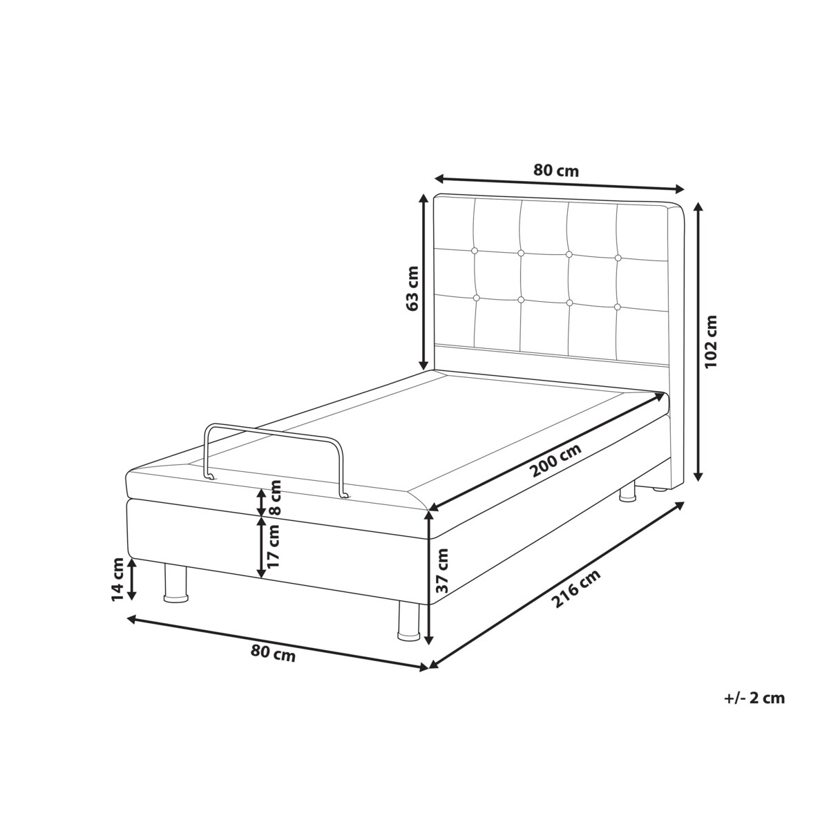 Łóżko regulowane DUKE 80 x 200 cm Jasnobeżowy