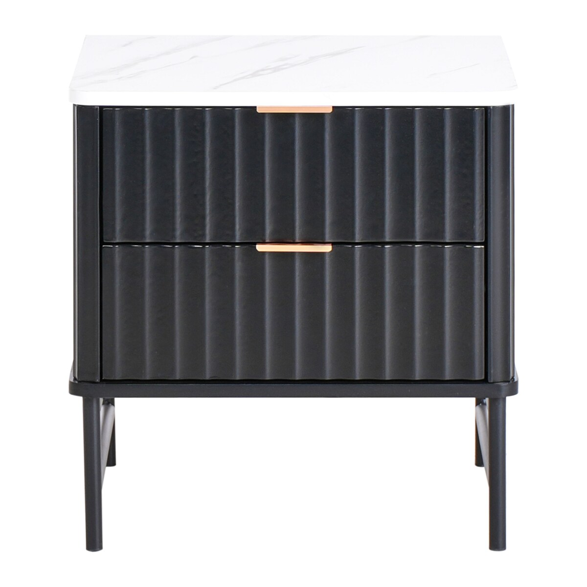 Szafka nocna 2 szuflady GLASTONBURY Biały marmur