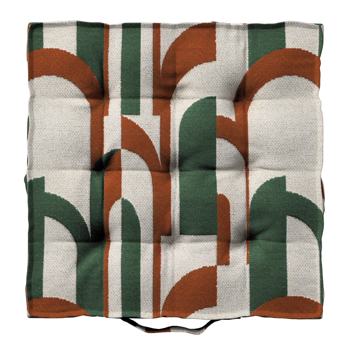 Poduszka na krzesło Kuba, zielono-czerwony wzory na kremowym tle, 40 x 40 x 6 cm, Cosy Home