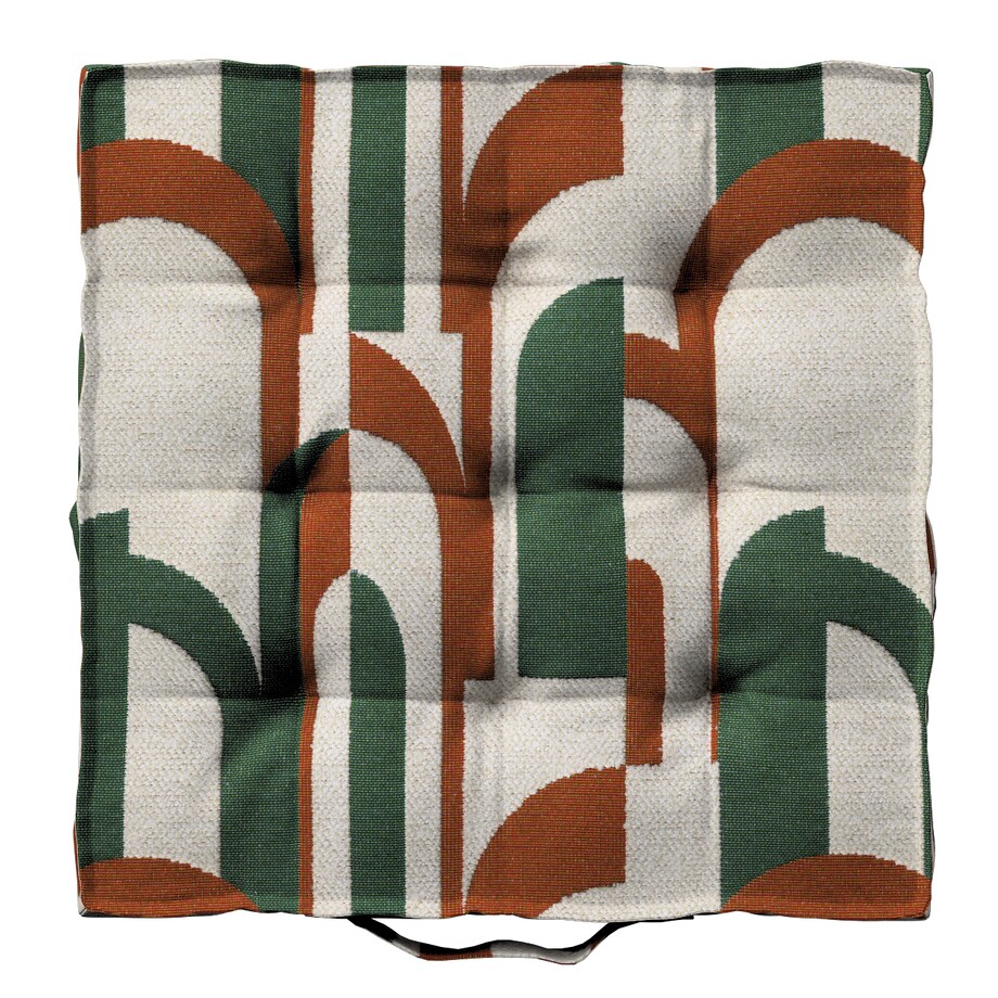 Poduszka na krzesło Kuba, zielono-czerwony wzory na kremowym tle, 40 x 40 x 6 cm, Cosy Home