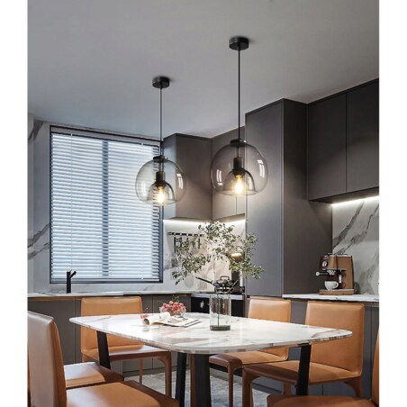 Lampa Wisząca Sufitowa Żyrandol E27 Szklana Szara