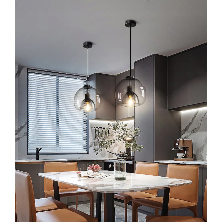 Lampa Wisząca Sufitowa Żyrandol E27 Szklana Szara