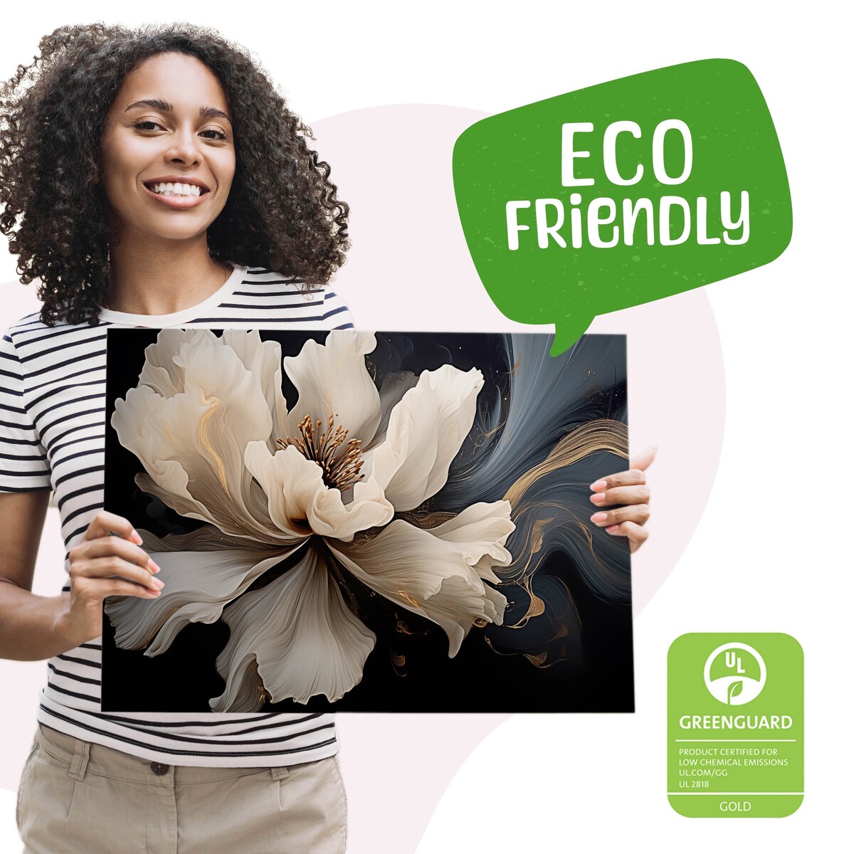 Obraz Do Salonu Sypialni Biały Kwiat Abstrakcja Styl Glamour 3D 70x50cm