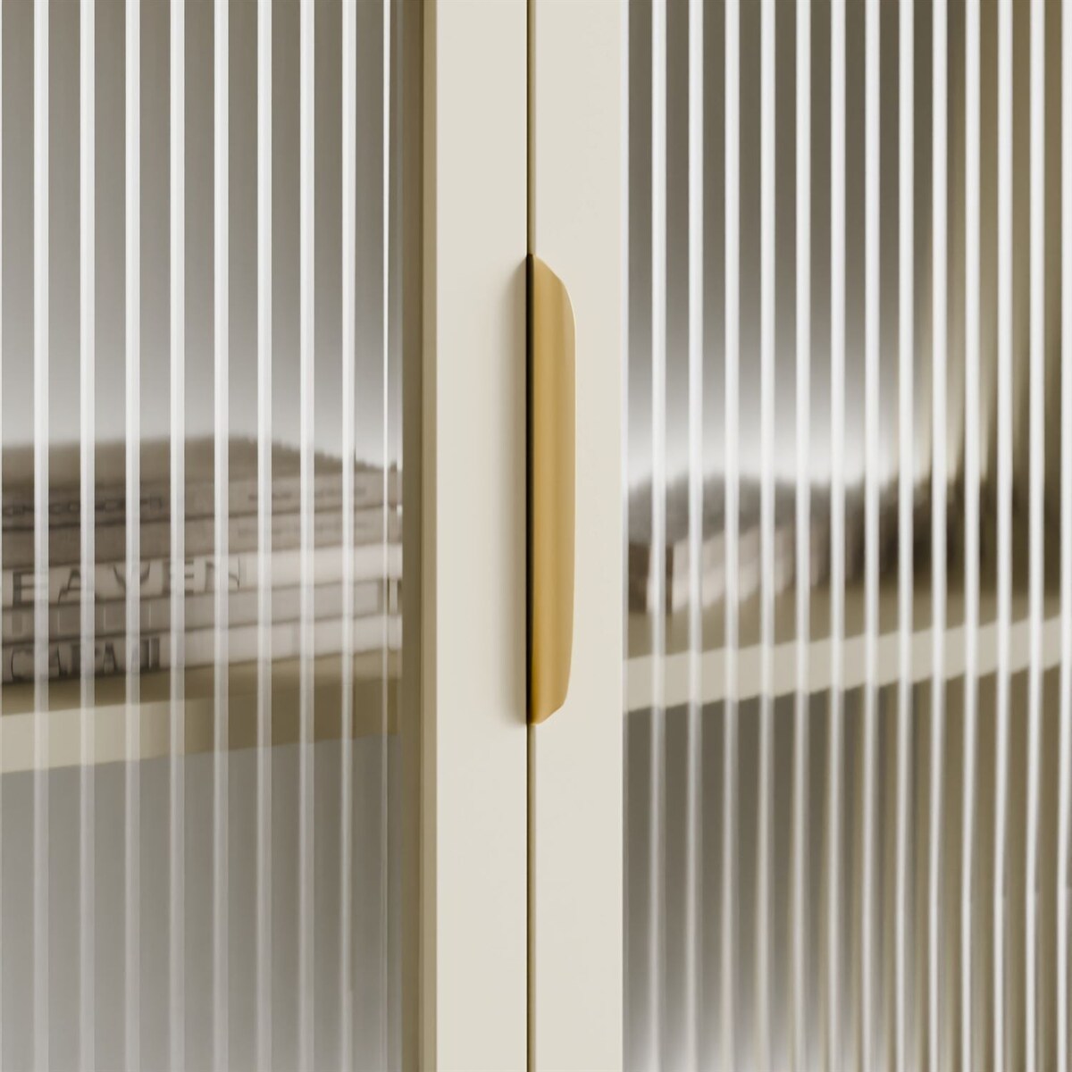 Przeszklona komoda LINEA 4D z oświetleniem LED, kaszmir