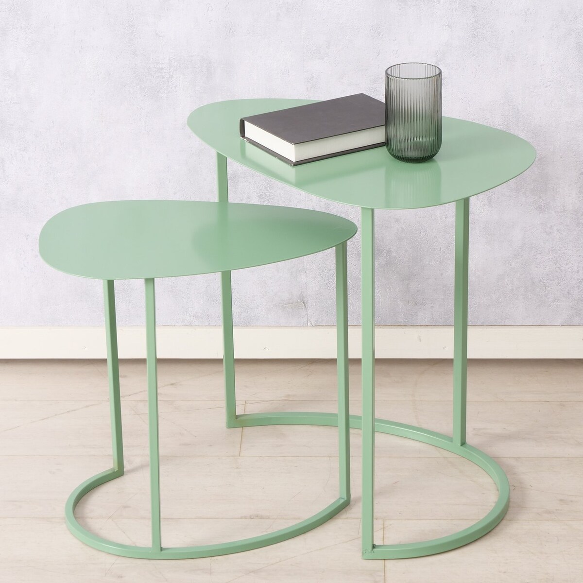 Zestaw dwóch stolików kawowych JERRY, łezka, metalowych