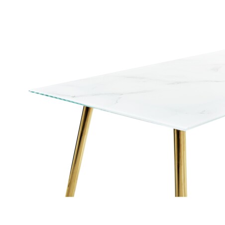 Stół do jadalni szklany 120 x 70 cm efekt marmuru ze złotym MULGA