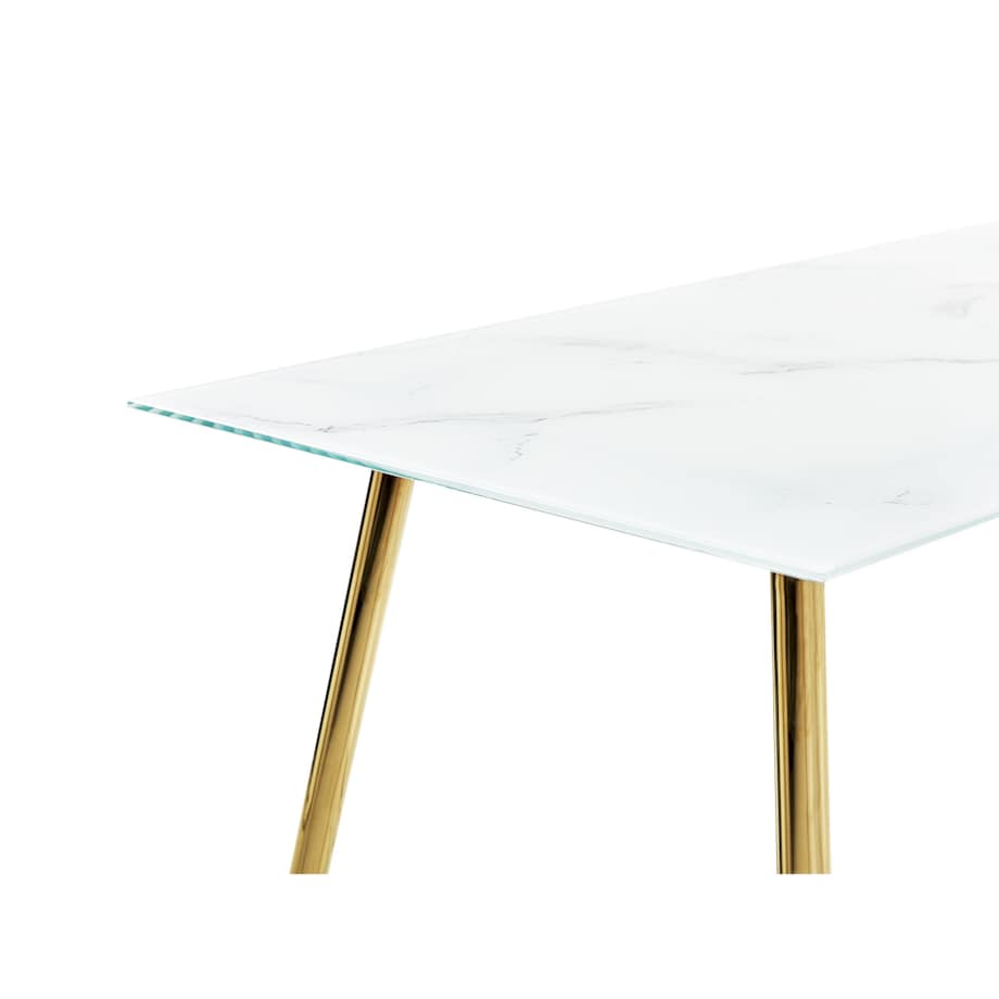 Stół do jadalni szklany 120 x 70 cm efekt marmuru ze złotym MULGA