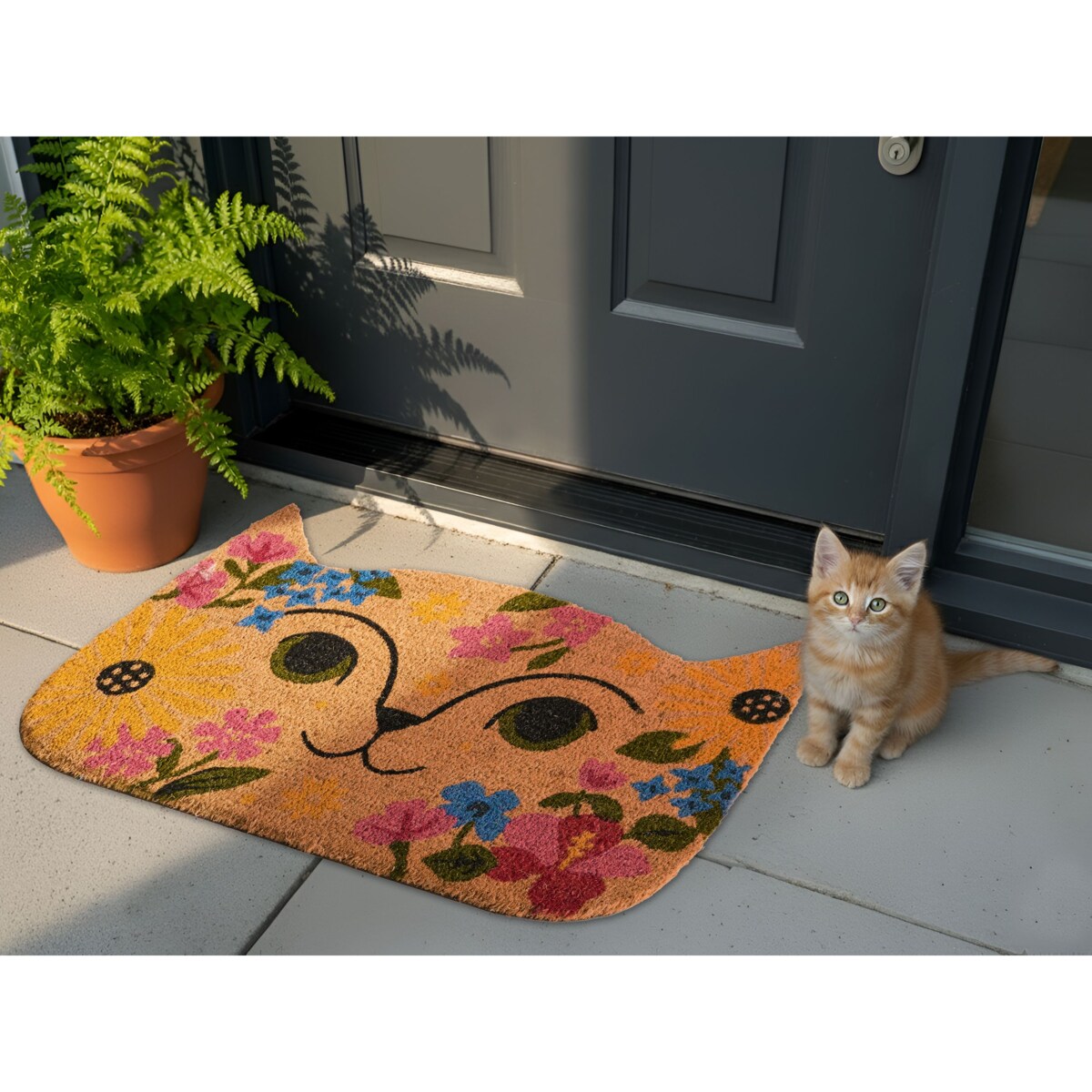 Wycieraczka CALIRAYA Kolorowy 60 x 90 cm Kot Włókno kokosowe