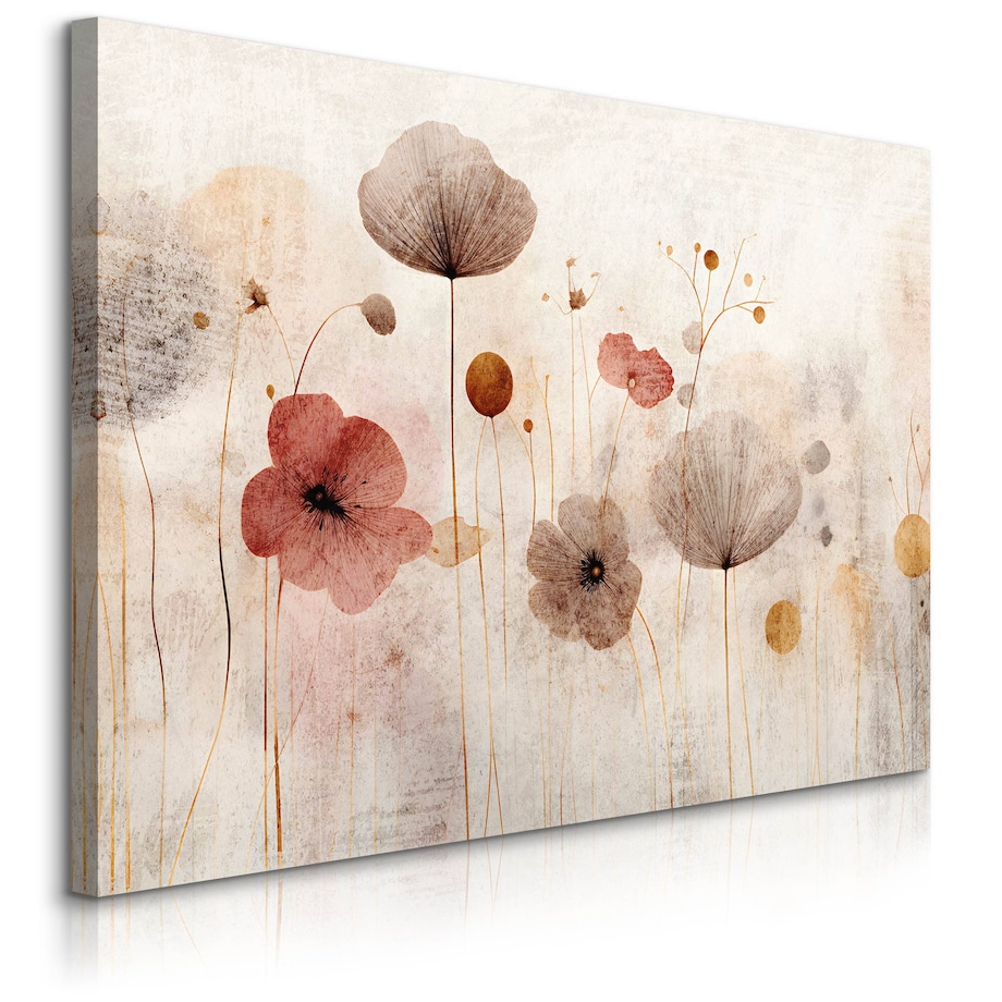 Obraz Canvas Do Salonu Polne Kwiaty Maki Styl Vintage Abstrakcja 70x50cm