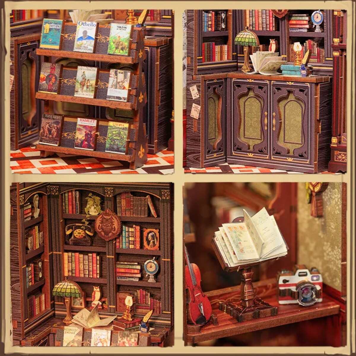 Miniaturowy domek Book Nook - Księgarnia pod sową - CuteBee