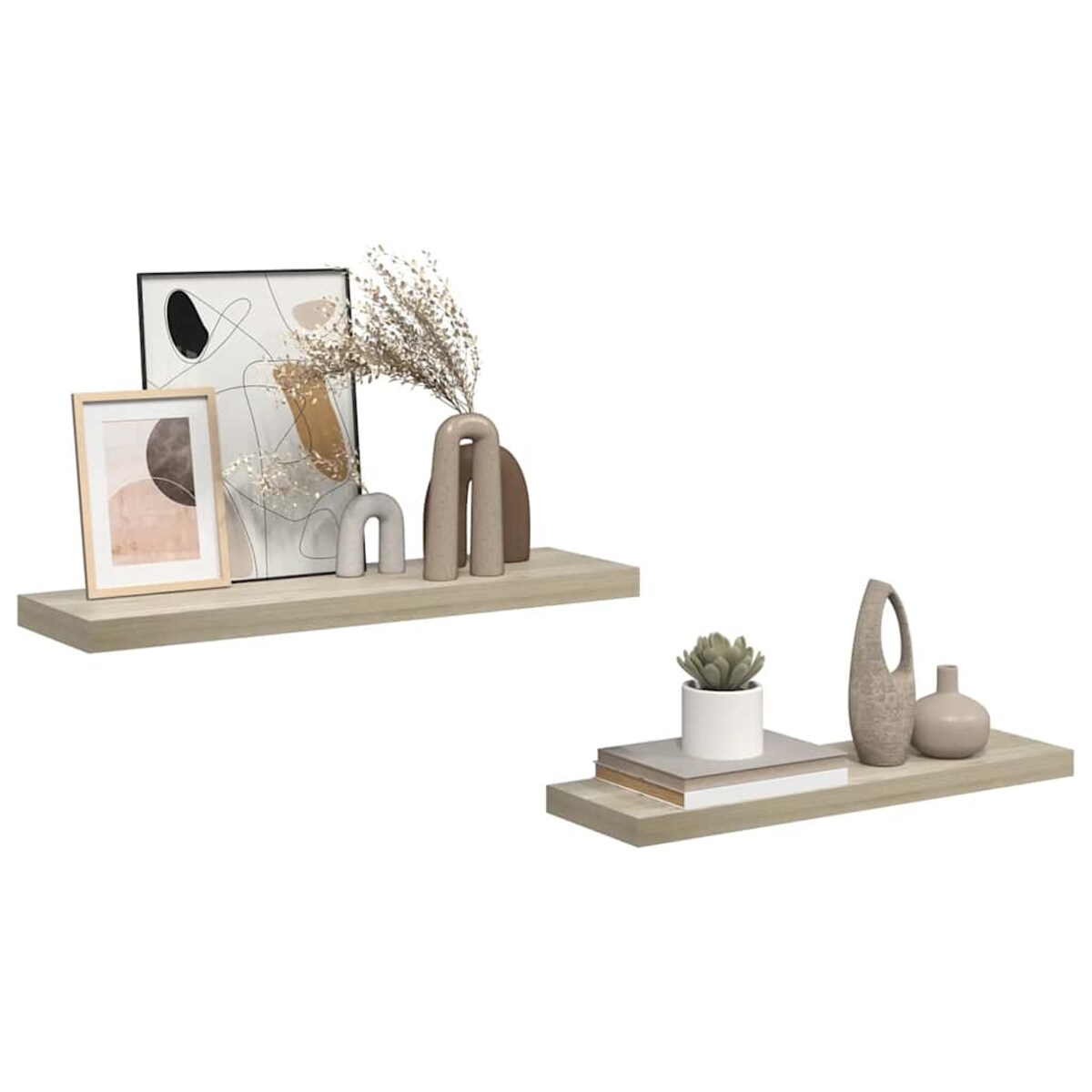 vidaXL Półki ścienne, 2 szt., kolor dębowy, 80 x 23,5 x 3,8 cm, MDF