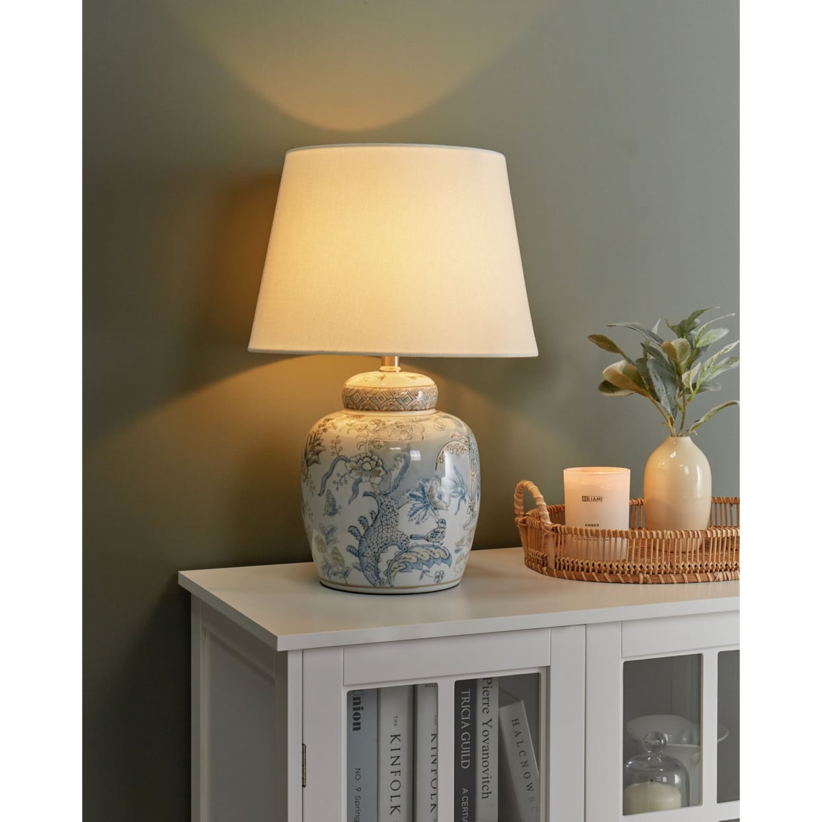Lampa stołowa JAMAPA Porcelana Biały/ niebieski
