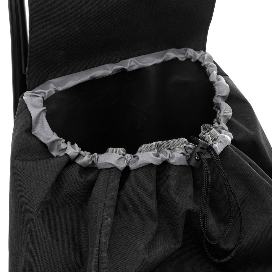 Wózek zakupowy na kółkach z pojemną komorą i kieszonkami