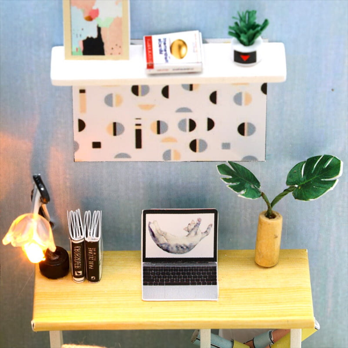 Miniaturowy domek - Błękitne retro