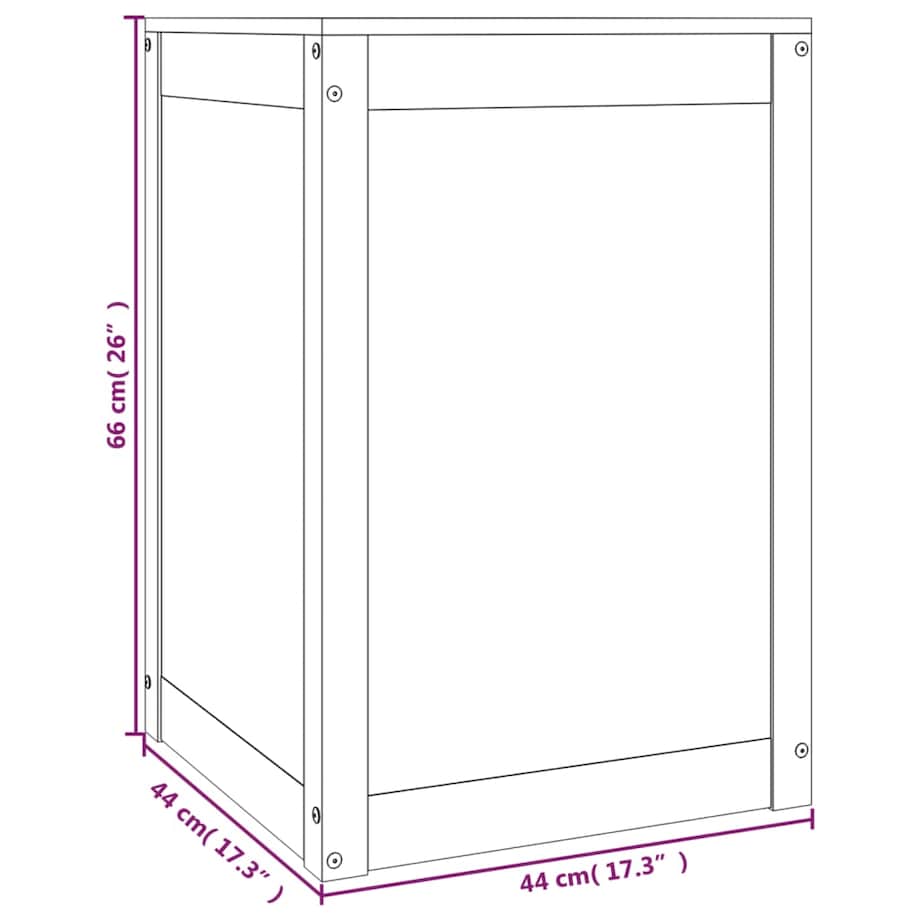 vidaXL Skrzynia na pranie, szara, 44x44x66 cm, lite drewno sosnowe