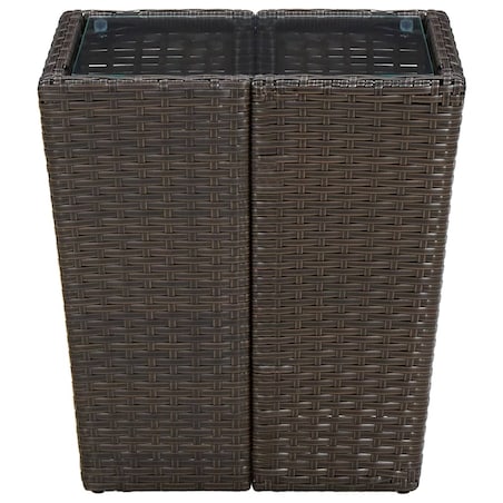 vidaXL Stolik herbaciany, brązowy, 41,5x41,5x44 cm, rattan PE i szkło