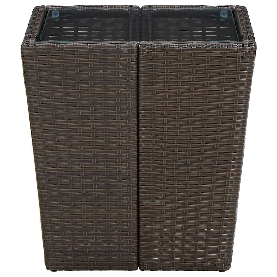 vidaXL Stolik herbaciany, brązowy, 41,5x41,5x44 cm, rattan PE i szkło