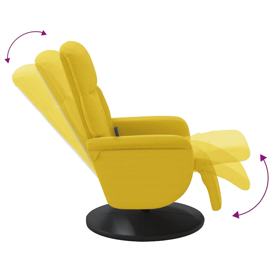 vidaXL Rozkładany fotel masujący z podnóżkiem, żółty, aksamit
