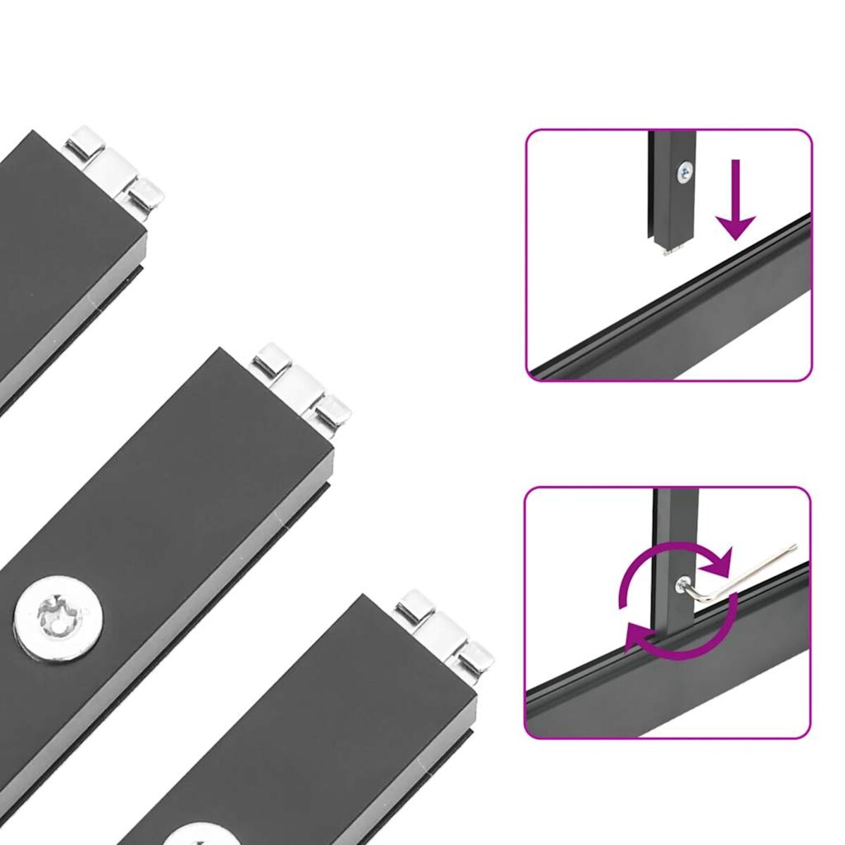 vidaXL Szklarnia z ramą podstawy, antracyt, 169x114x202 cm, aluminium