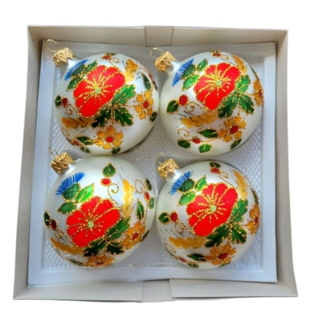 Bombka szklana 4 szt. Ø 100 mm FOLK - 2